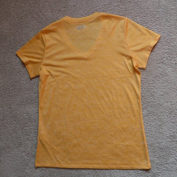NEW Under Amour Tech™ Twist Women Loose Tshirt Size M Orange V-Neck Short Sleeve - Picture 4 of 8